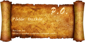 Pádár Oszkár névjegykártya
